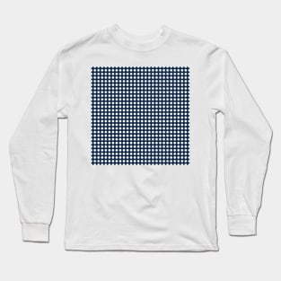 Navy Blue and White Lined Medium Polka Dots Long Sleeve T-Shirt